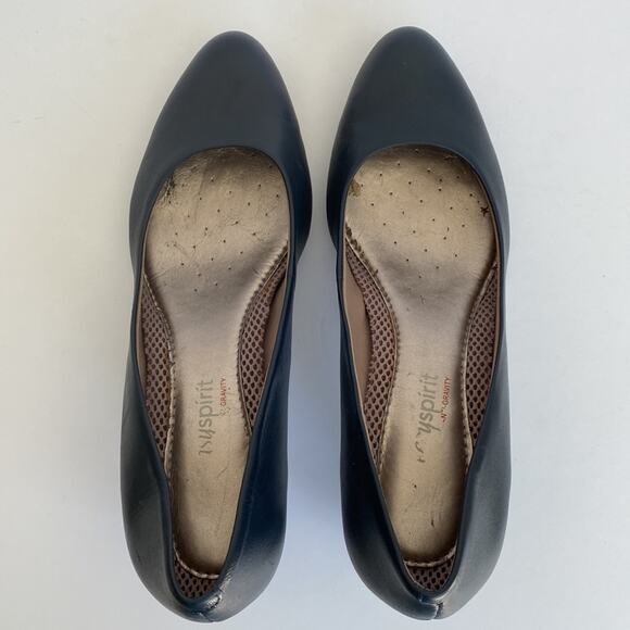 EASY SPIRIT Pumps 9 Narrow 9N Low Heel Anti-Gravity Comfort Neoma Navy Leather - Picture 13 of 16